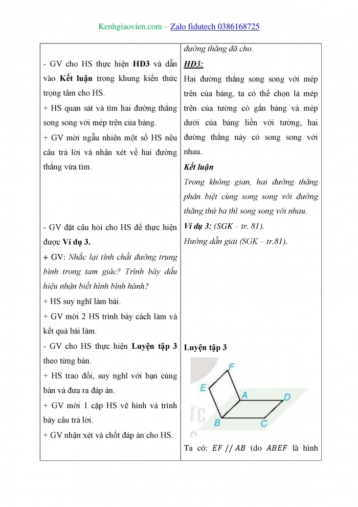 Giáo án và PPT Toán 11 kết nối Bài 11: Hai đường thẳng song song