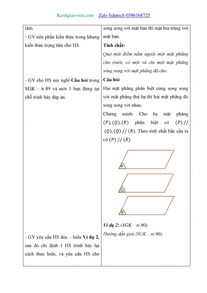 Giáo án và PPT Toán 11 kết nối Bài 13: Hai mặt phẳng song song