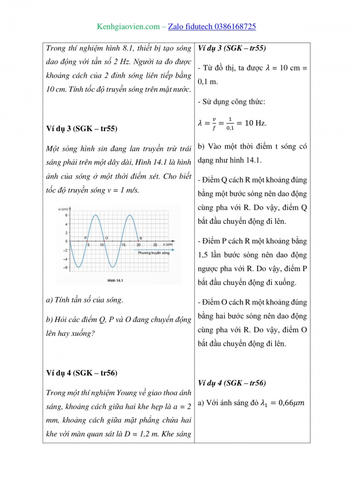 Giáo án và PPT Vật lí 11 kết nối Bài 14: Bài tập về sóng
