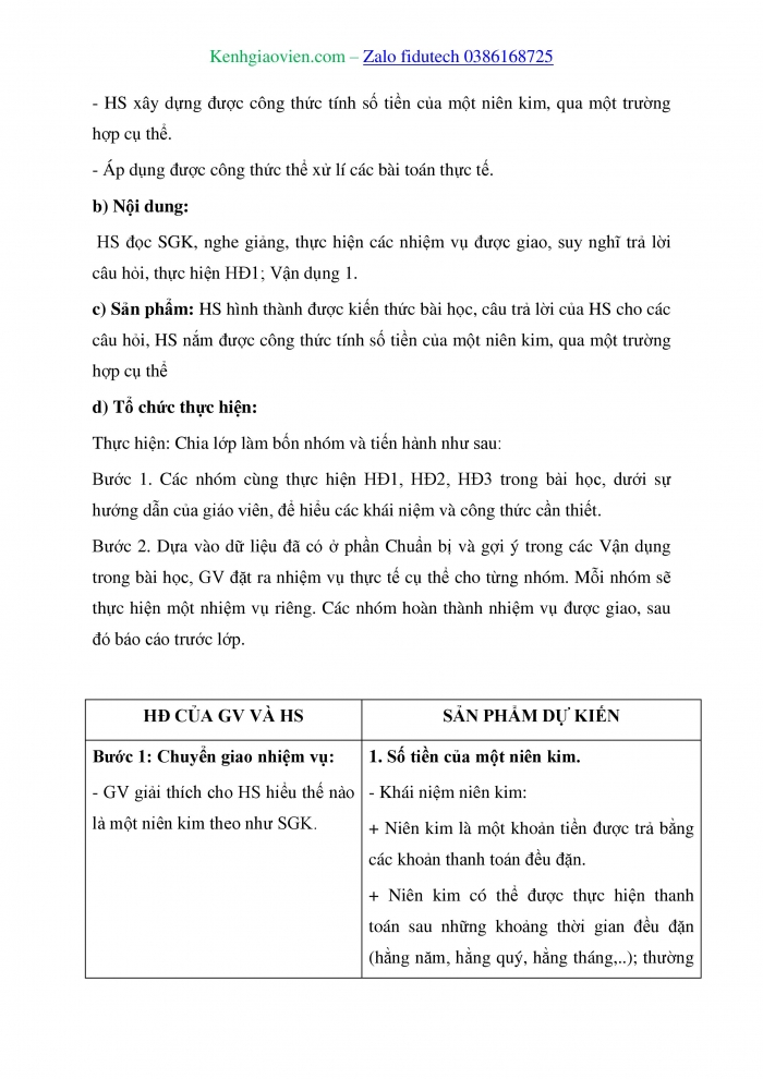 Giáo án và PPT Toán 11 kết nối Thực hành trải nghiệm: Một vài áp dụng của Toán học trong tài chính