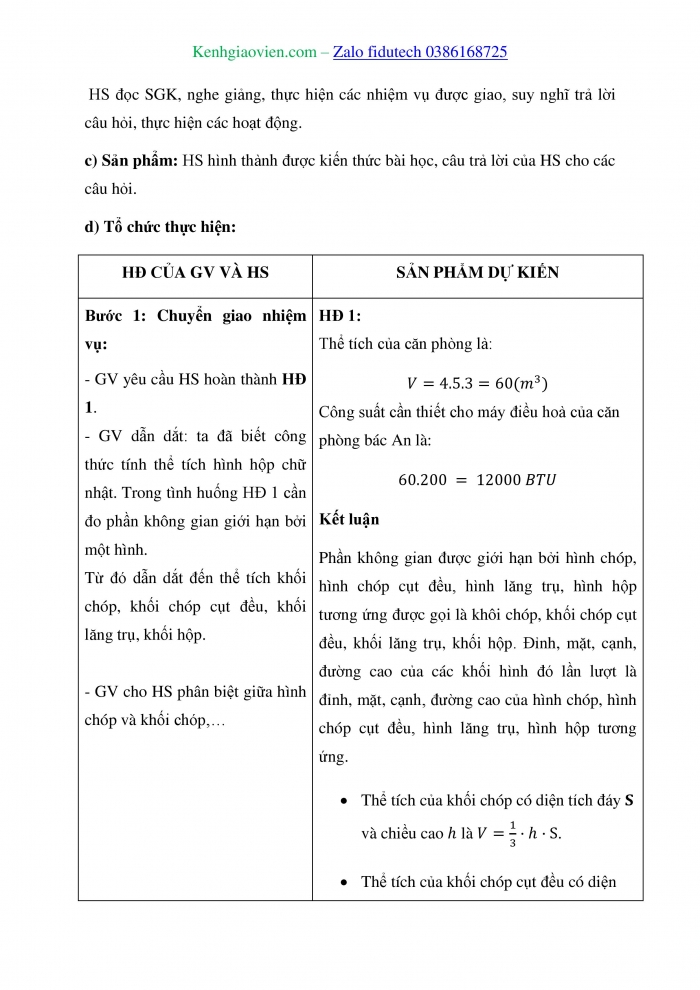 Giáo án và PPT Toán 11 kết nối Bài 27: Thể tích