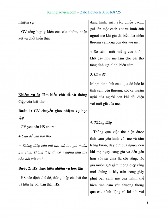 Giáo án và PPT Ngữ văn 7 chân trời Bài 10: Mẹ (Đỗ Trung Lai)