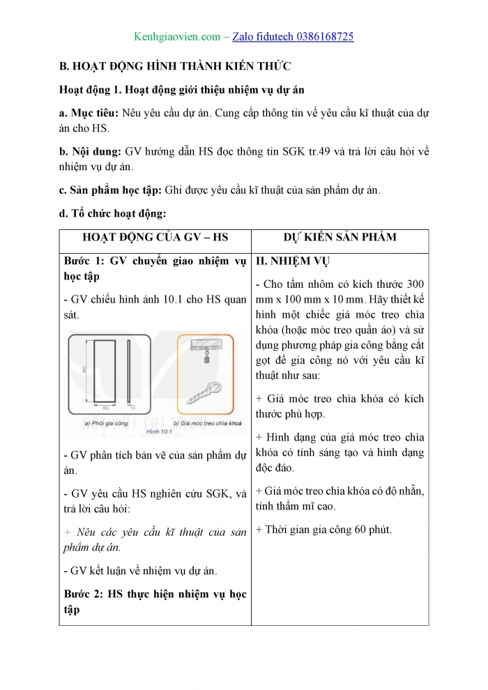 Giáo án và PPT Công nghệ cơ khí 11 kết nối Bài 10: Dự án Chế tạo sản phẩm bằng phương pháp gia công cắt gọt