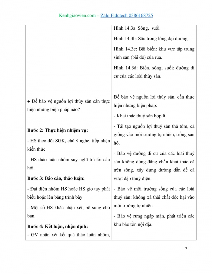 Giáo án và PPT Công nghệ 7 cánh diều Bài 14: Bảo vệ môi trường nuôi và nguồn lợi thuỷ sản