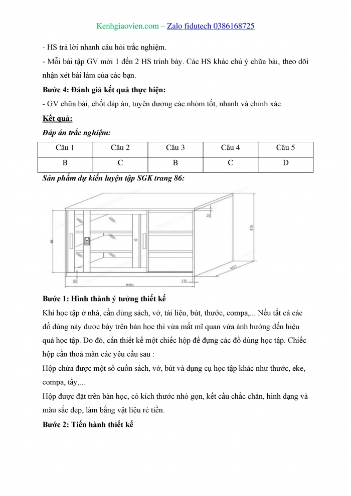 Giáo án và PPT Công nghệ 8 chân trời Bài 14: Quy trình thiết kế kĩ thuật