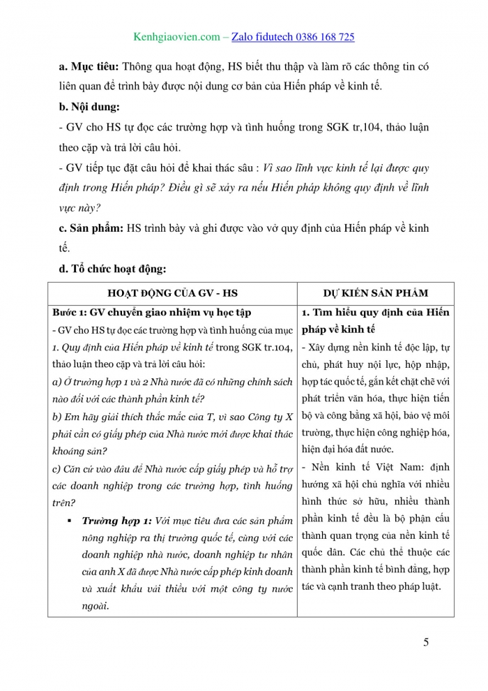 Giáo án và PPT Kinh tế pháp luật 10 cánh diều Bài 17: Hiến pháp nước Cộng hoà xã hội chủ nghĩa Việt Nam về kinh tế, văn hoá, giáo dục, khoa học, công nghệ và môi trường