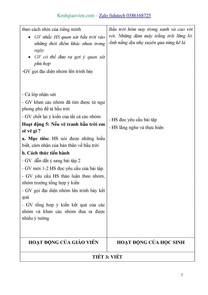 Giáo án và PPT Tiếng Việt 3 kết nối Bài 1: Bầu trời, Bầu trời trong mắt em