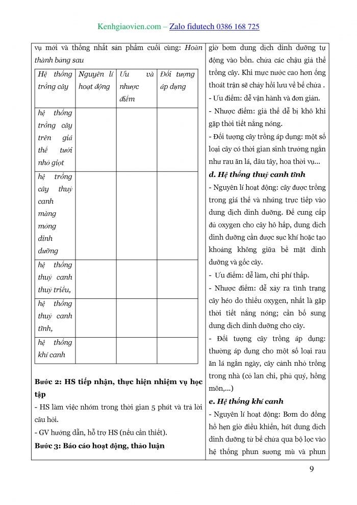 Giáo án và PPT Công nghệ trồng trọt 10 cánh diều Bài 21: Công nghệ trồng cây không dùng đất