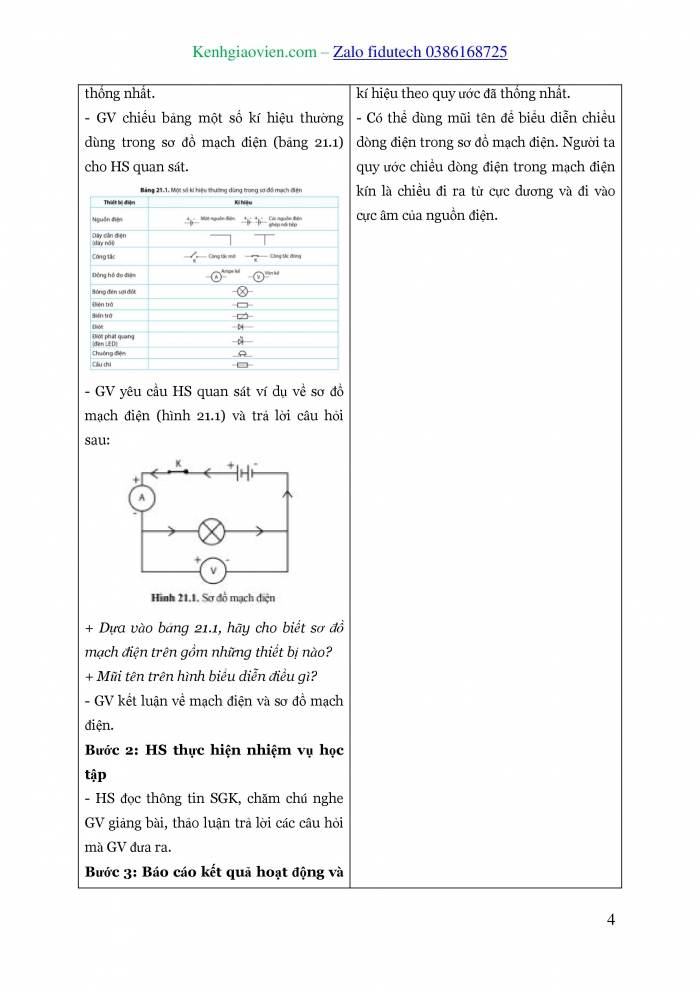 Giáo án và PPT KHTN 8 cánh diều Bài 21: Mạch điện