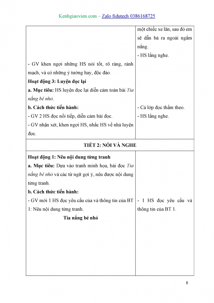 Giáo án và PPT Tiếng Việt 3 kết nối Bài 21: Tia nắng bé nhỏ