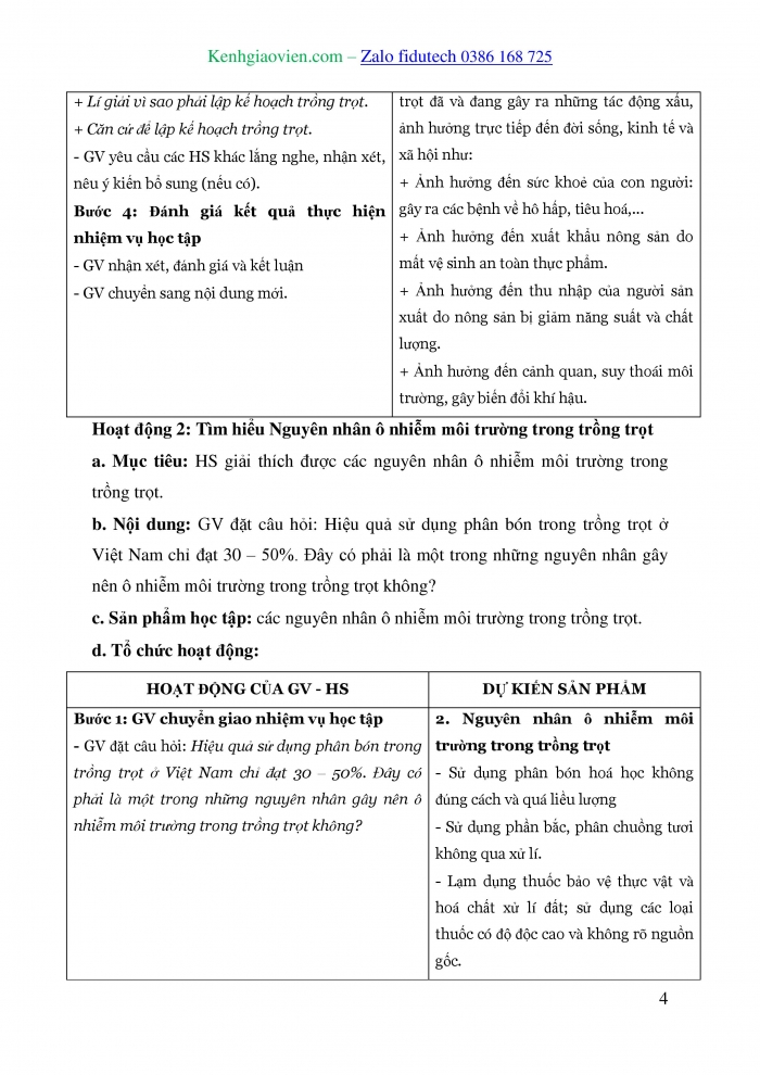 Giáo án và PPT Công nghệ trồng trọt 10 cánh diều Bài 22: Những vấn đề chung về bảo vệ môi trường trong trồng trọt