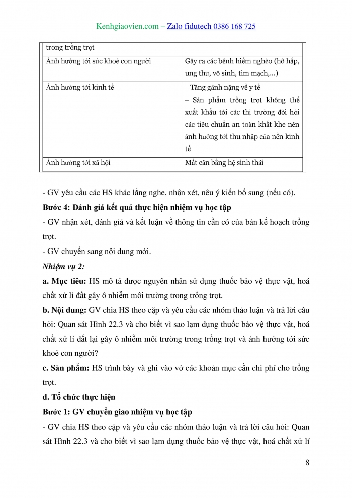 Giáo án và PPT Công nghệ trồng trọt 10 cánh diều Bài 22: Những vấn đề chung về bảo vệ môi trường trong trồng trọt