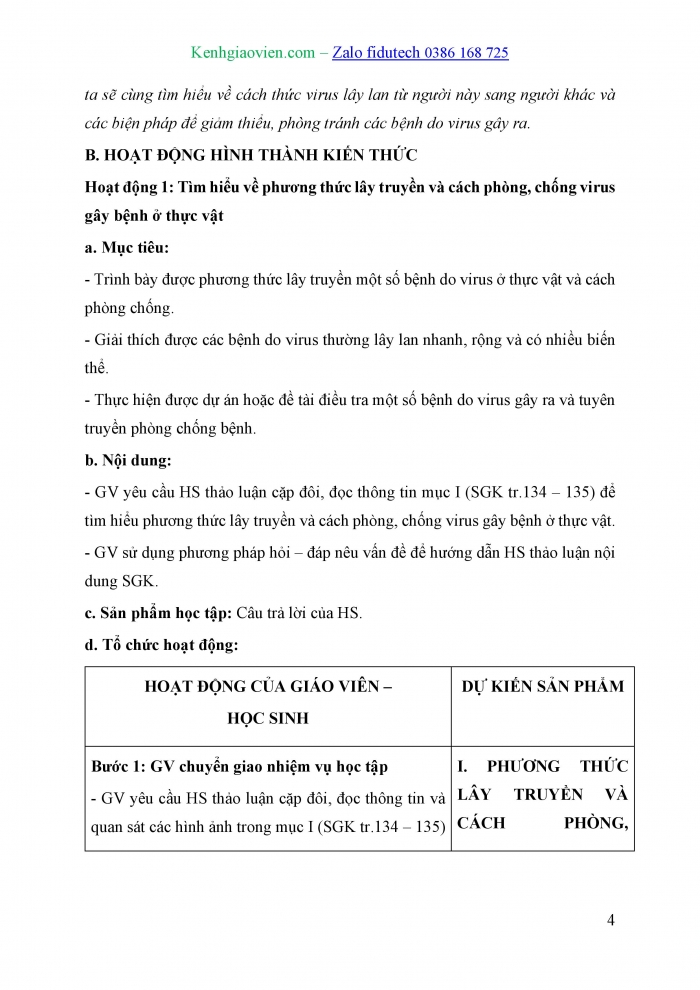 Giáo án và PPT Sinh học 10 cánh diều Bài 22: Phương thức lây truyền, cách phòng chống và ứng dụng của virus