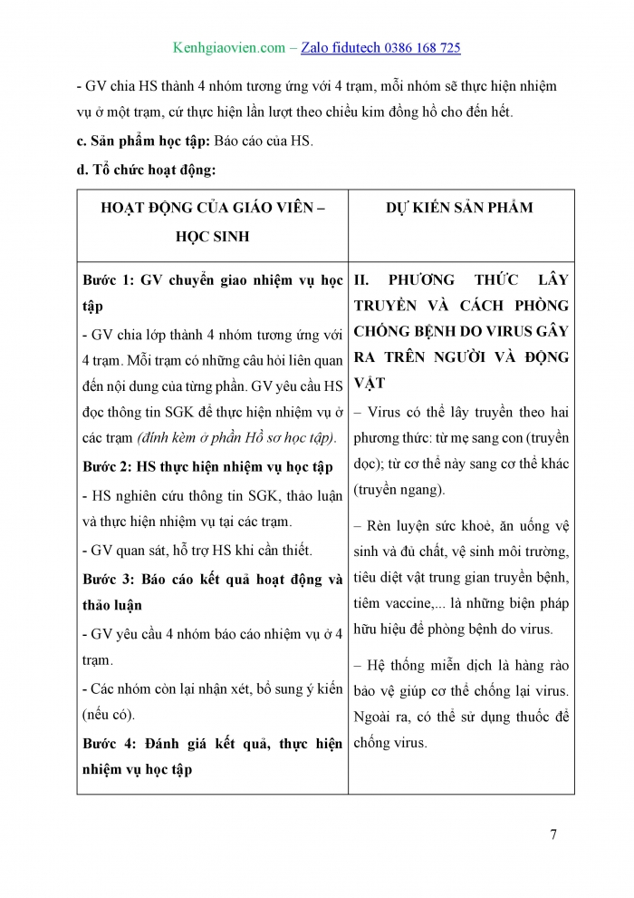 Giáo án và PPT Sinh học 10 cánh diều Bài 22: Phương thức lây truyền, cách phòng chống và ứng dụng của virus