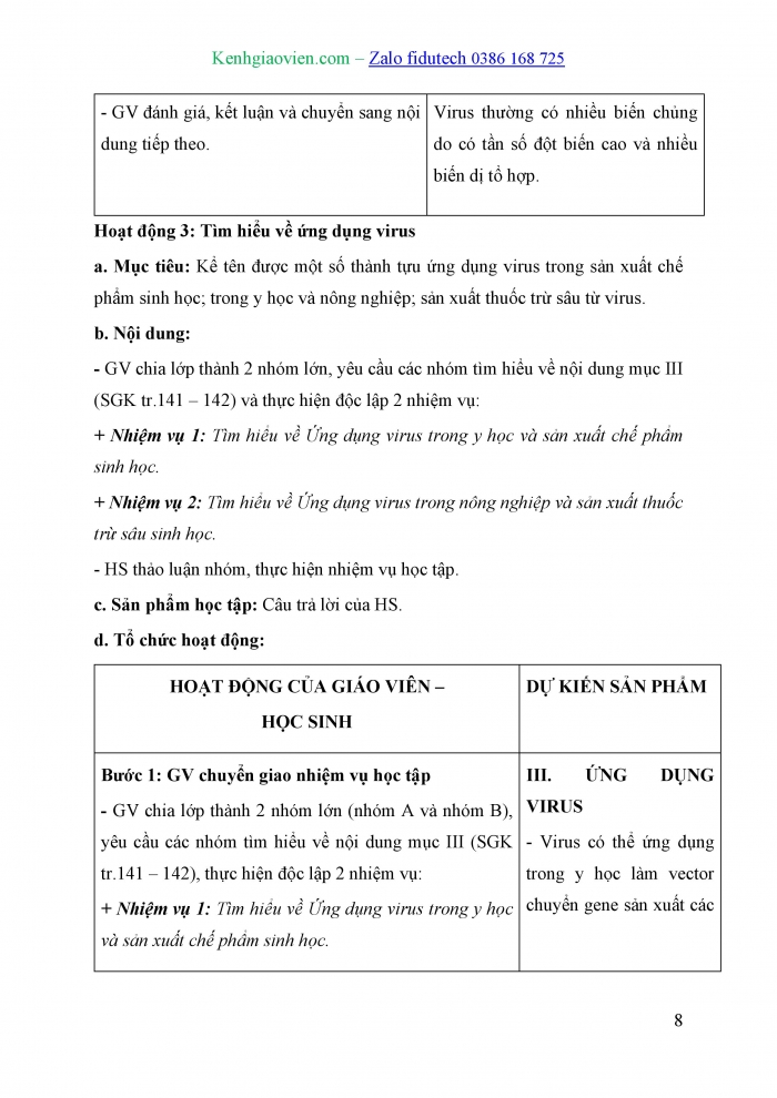 Giáo án và PPT Sinh học 10 cánh diều Bài 22: Phương thức lây truyền, cách phòng chống và ứng dụng của virus