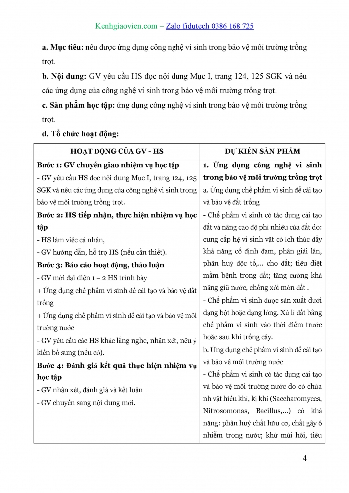 Giáo án và PPT Công nghệ trồng trọt 10 cánh diều Bài 23: Công nghệ vi sinh trong bảo vệ môi trường và xử lí chất thải trồng trọt