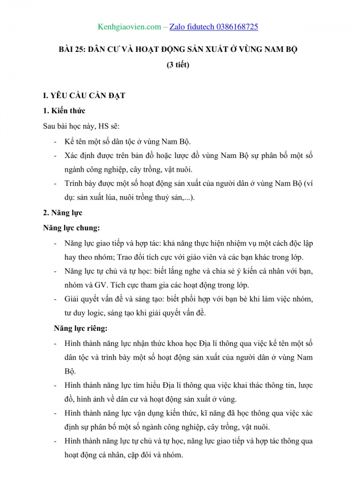 Giáo án và PPT Lịch sử và Địa lí 4 kết nối Bài 25: Dân cư và hoạt động sản xuất ở vùng Nam Bộ