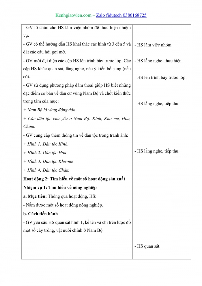 Giáo án và PPT Lịch sử và Địa lí 4 kết nối Bài 25: Dân cư và hoạt động sản xuất ở vùng Nam Bộ