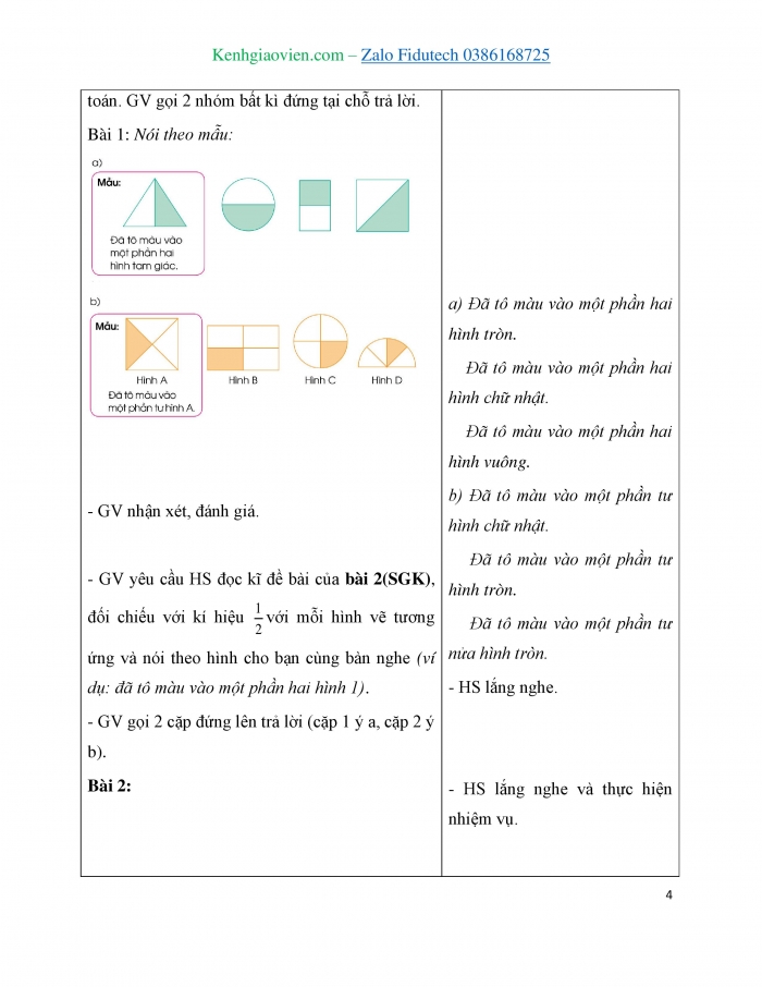 Giáo án và PPT Toán 3 cánh diều bài Một phần hai. Một phần tư