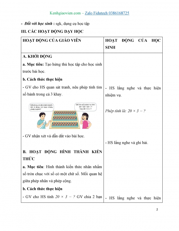 Giáo án và PPT Toán 3 cánh diều bài Nhân số tròn chục với số có một chữ số