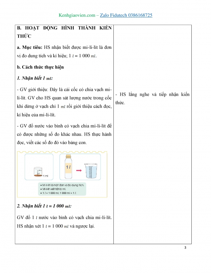 Giáo án và PPT Toán 3 cánh diều bài Mi-li-lít