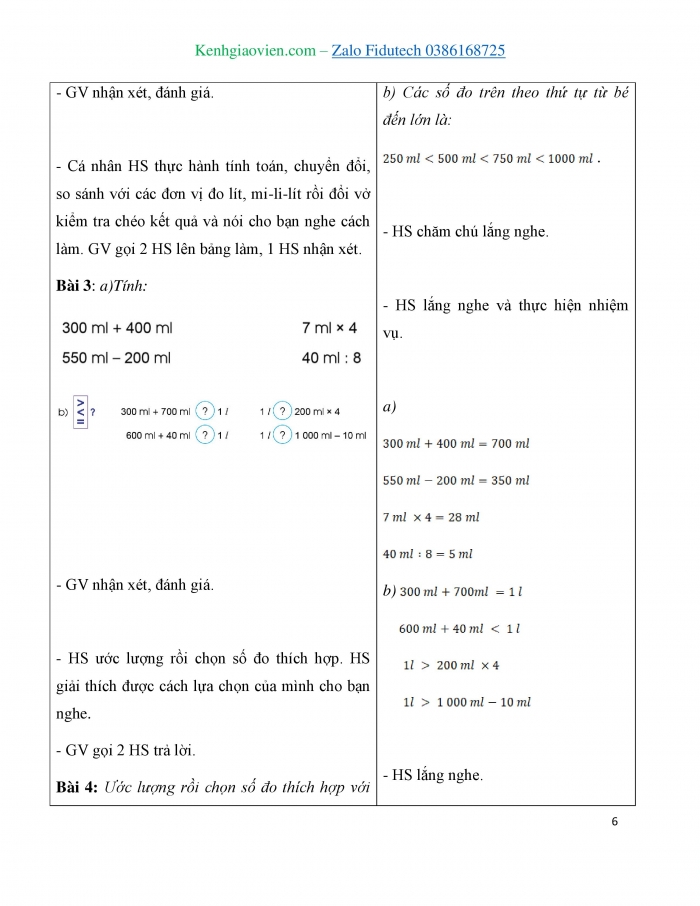 Giáo án và PPT Toán 3 cánh diều bài Mi-li-lít