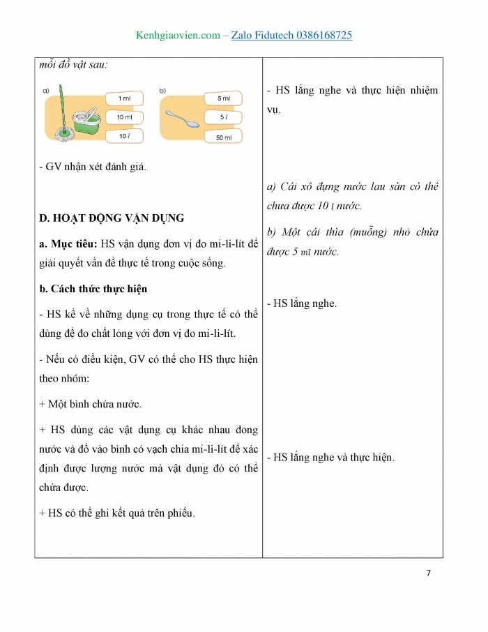 Giáo án và PPT Toán 3 cánh diều bài Mi-li-lít