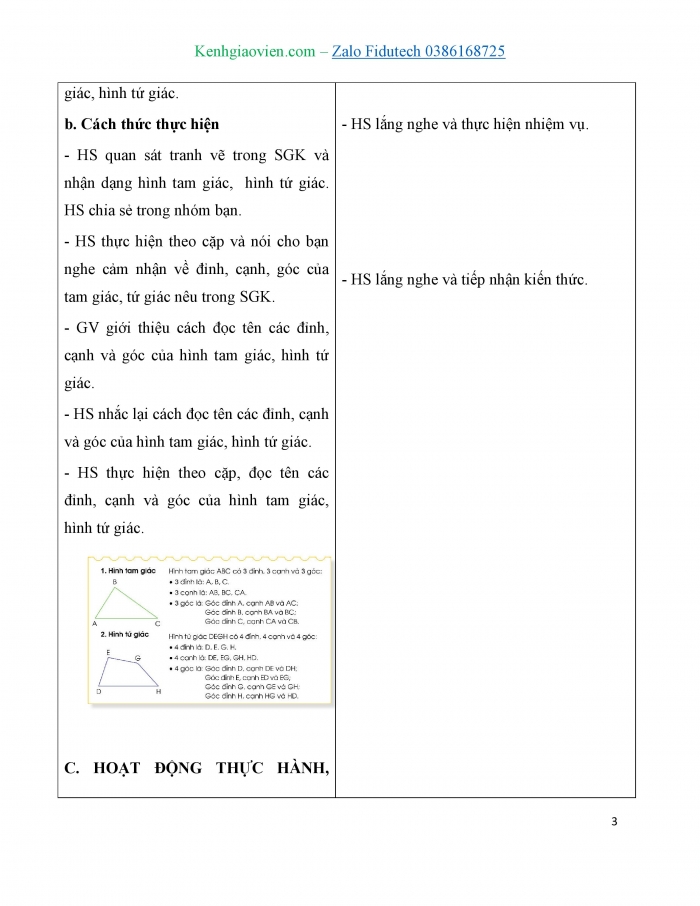 Giáo án và PPT Toán 3 cánh diều bài Hình tam giác. Hình tứ giác