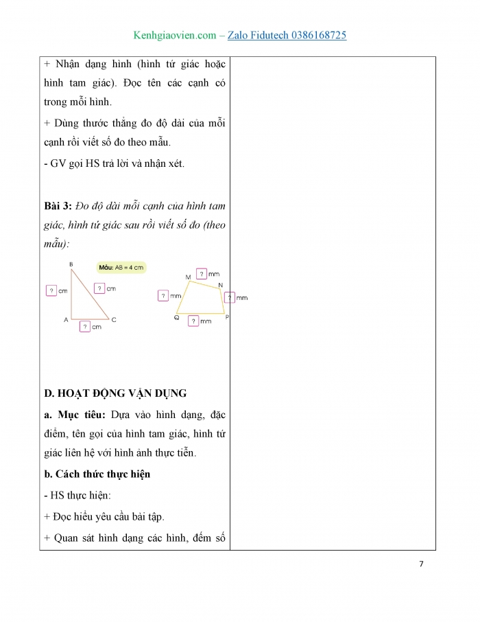 Giáo án và PPT Toán 3 cánh diều bài Hình tam giác. Hình tứ giác