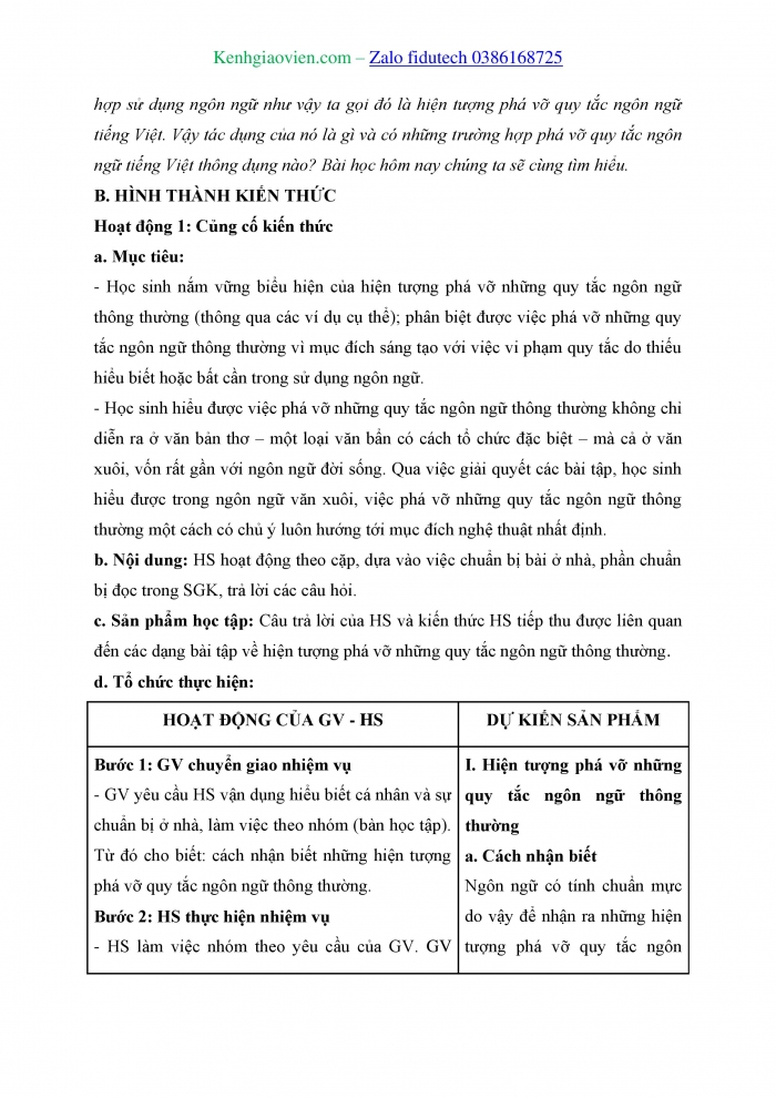 Giáo án và PPT Ngữ văn 11 cánh diều Bài 5: Hiện tượng phá vỡ những quy tắc ngôn ngữ thông thường