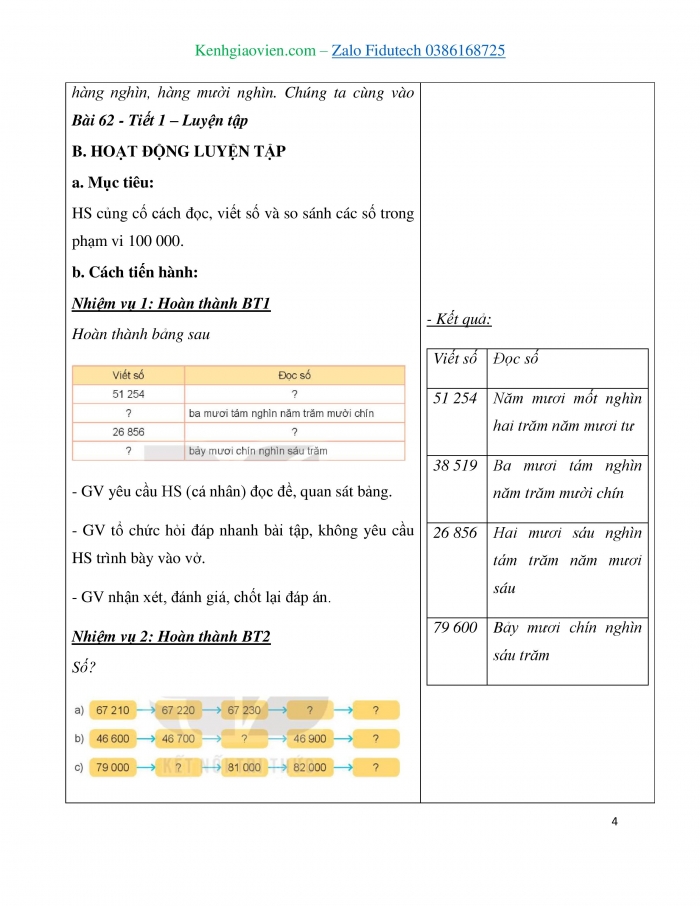 Giáo án và PPT Toán 3 kết nối Bài 62: Luyện tập chung