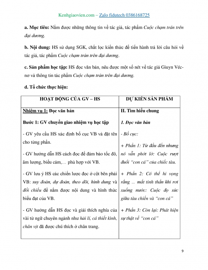 Giáo án và PPT Ngữ văn 7 kết nối Bài 7: Cuộc chạm trán trên đại dương (trích Hai vạn dặm dưới biển, Giuyn Véc-nơ)