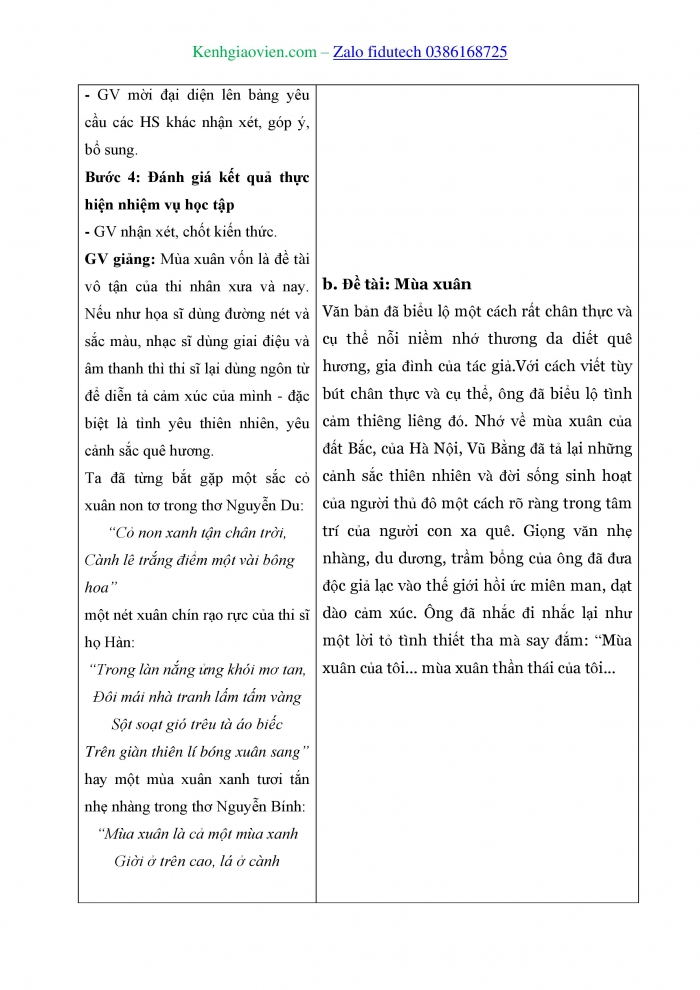 Giáo án và PPT Ngữ văn 11 cánh diều Bài 7: Thương nhớ mùa xuân (Trích Thương nhớ mười hai - Vũ Bằng)