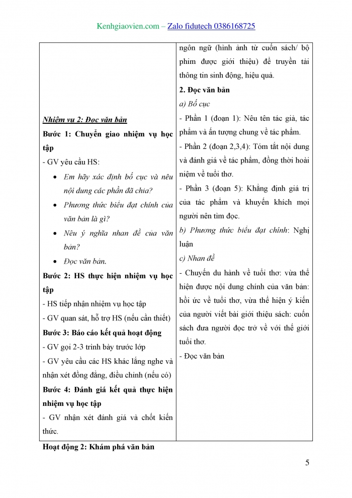 Giáo án và PPT Ngữ văn 8 chân trời Bài 8: Chuyến du hành về tuổi thơ (Theo Trần Mạnh Cường)