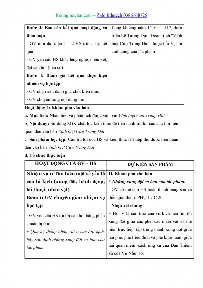 Giáo án và PPT Ngữ văn 11 cánh diều Bài 8: Vĩnh biệt Cửu Trùng Đài (Trích vở kịch Vũ Như Tô - Nguyễn Huy Tưởng)