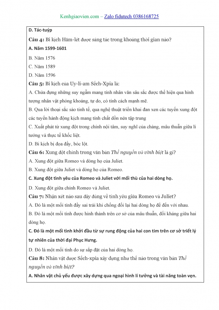 Giáo án và PPT Ngữ văn 11 cánh diều Bài 8: Thề nguyền và vĩnh biệt (Trích vở kịch Rô-mê-ô và Giu-li-ét – Sếch-xpia)