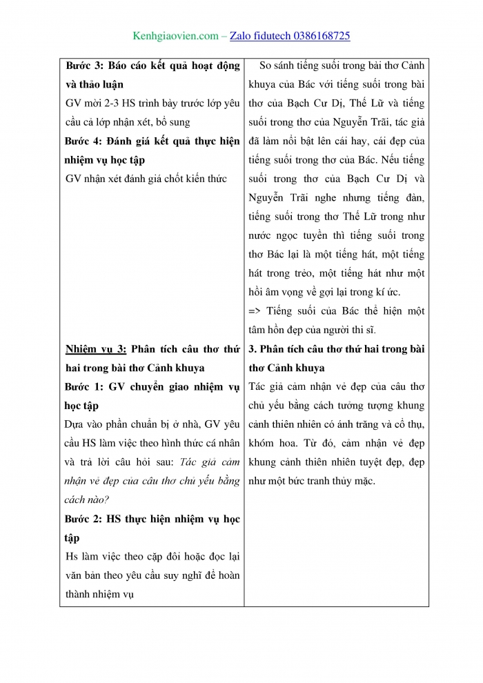 Giáo án và PPT Ngữ văn 8 cánh diều Bài 9: Vẻ đẹp của bài thơ “Cảnh khuya” (Lê Trí Viễn)