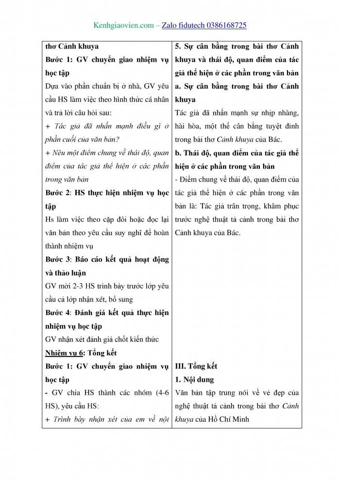 Giáo án và PPT Ngữ văn 8 cánh diều Bài 9: Vẻ đẹp của bài thơ “Cảnh khuya” (Lê Trí Viễn)