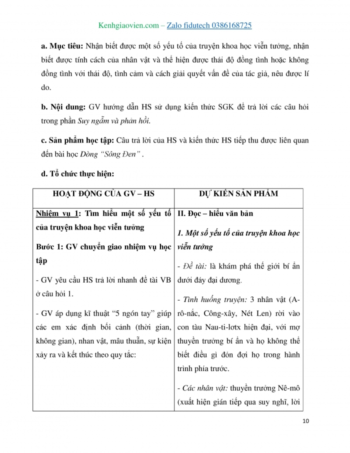 Giáo án và PPT Ngữ văn 7 chân trời Bài 9: Dòng “Sông Đen” (Giuyn Véc-nơ)