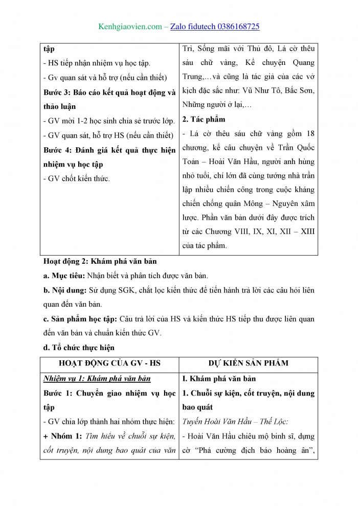 Giáo án và PPT Ngữ văn 8 chân trời Bài 9: Viên tướng trẻ và con ngựa trắng (Nguyễn Huy Tưởng)