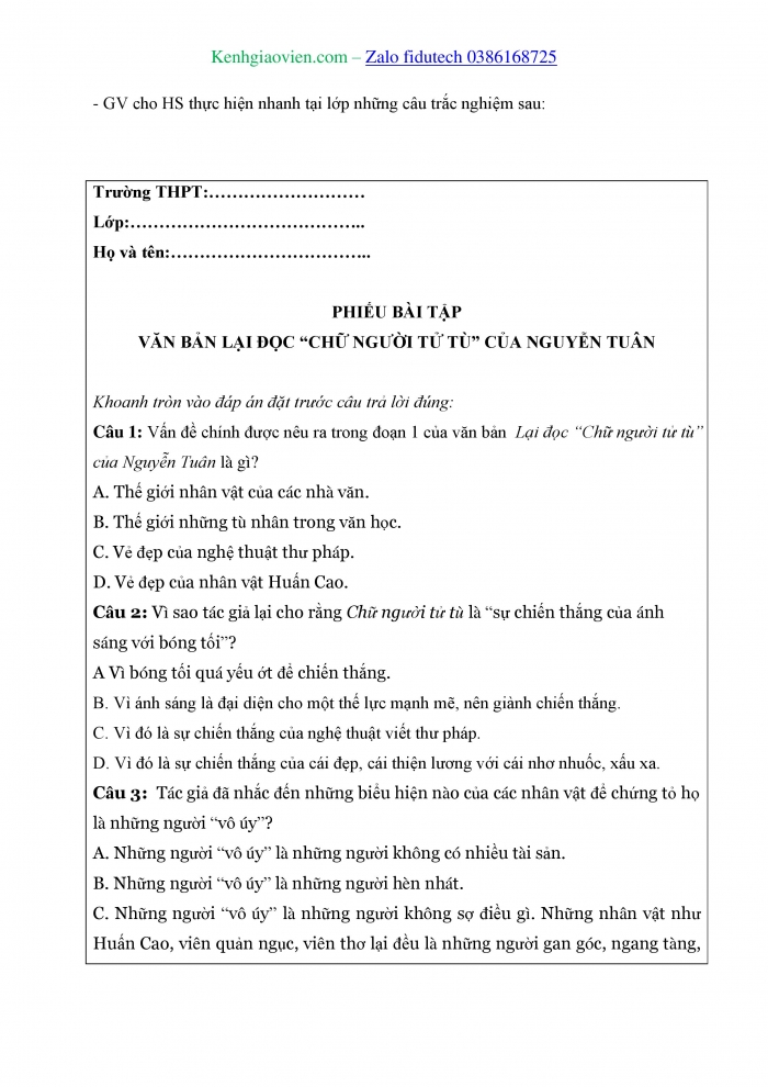 Giáo án và PPT Ngữ văn 11 cánh diều Bài 9: Lại đọc “Chữ người tử từ” của Nguyễn Tuân (Nguyễn Đăng Mạnh)