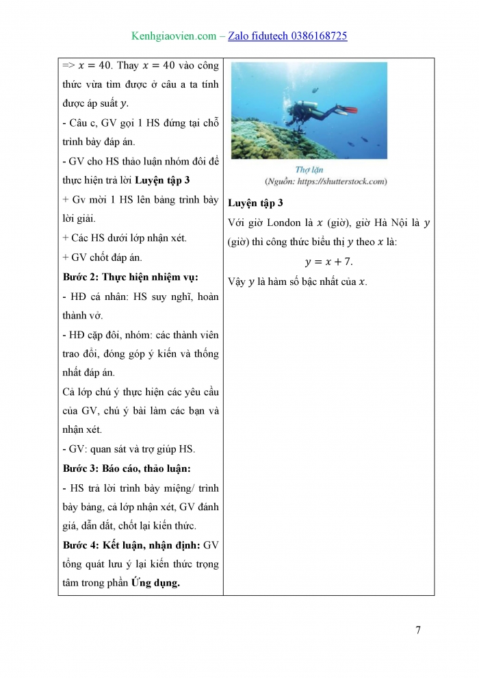 Giáo án và PPT Toán 8 cánh diều Bài 3: Hàm số bậc nhất y = ax + b (a ≠ 0)