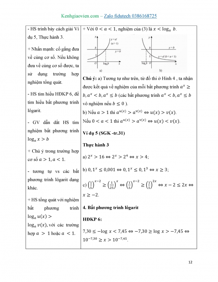 Giáo án và PPT Toán 11 chân trời Bài 4: Phương trình, bất phương trình mũ và lôgarit