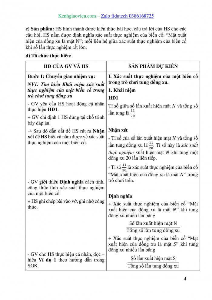 Giáo án và PPT Toán 8 cánh diều Bài 5: Xác suất thực nghiệm của một biến cố trong một số trò chơi đơn giản