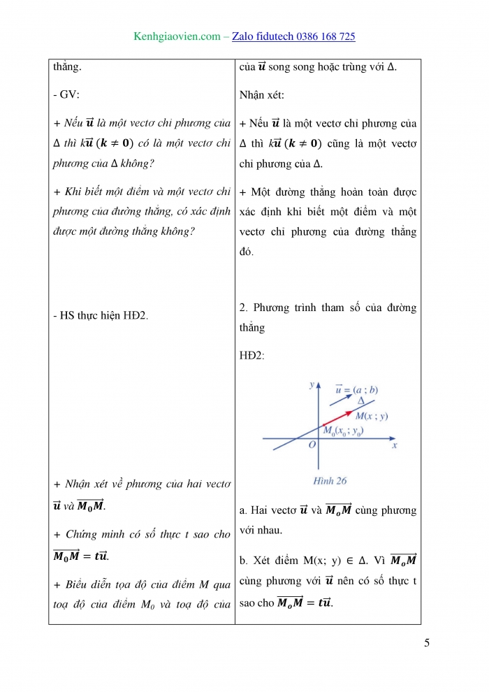 Giáo án và PPT Toán 10 cánh diều Bài 3: Phương trình đường thẳng