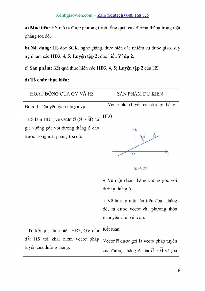 Giáo án và PPT Toán 10 cánh diều Bài 3: Phương trình đường thẳng