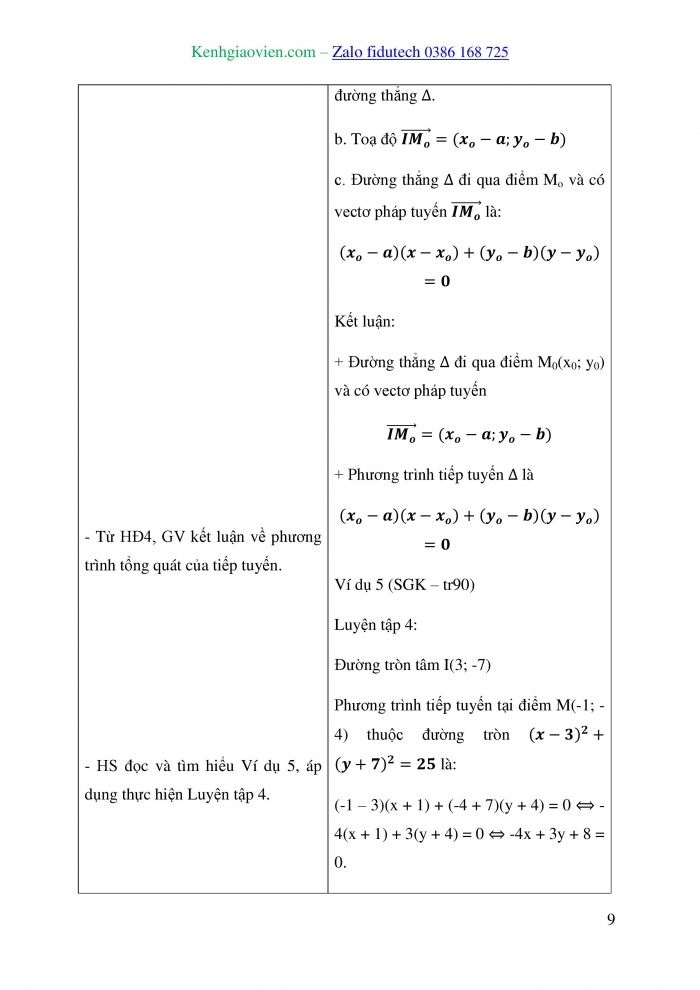 Giáo án và PPT Toán 10 cánh diều Bài 5: Phương trình đường tròn