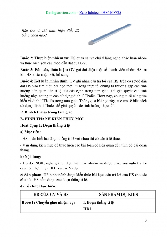 Giáo án và PPT Toán 8 cánh diều Bài 1: Định lí Thalès trong tam giác