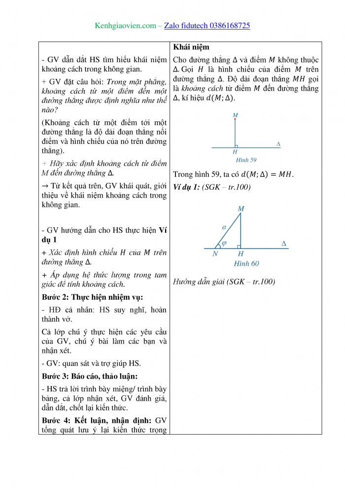 Giáo án và PPT Toán 11 cánh diều Bài 5: Khoảng cách