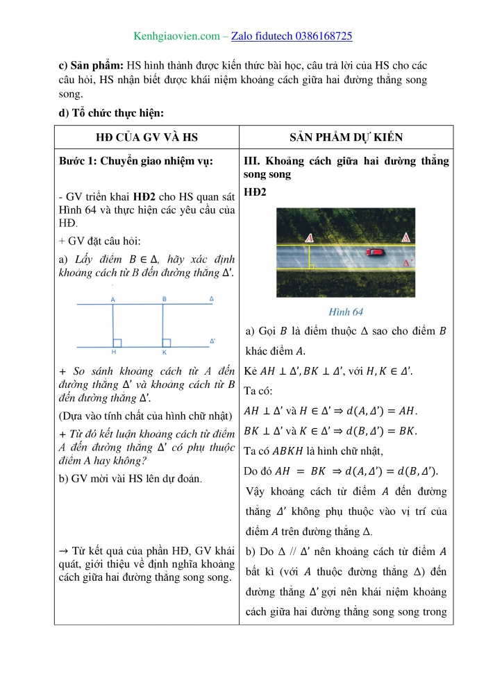 Giáo án và PPT Toán 11 cánh diều Bài 5: Khoảng cách